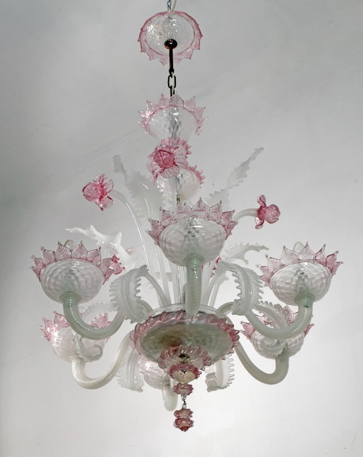 20th Century Modern Venetian Murano Glass Chandelier "Ca'rezzonico" Style, 1960s