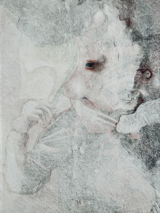 Image 1 of Robert Detheux - Pittura onirica surrealista - La folle à la mouche - 1978