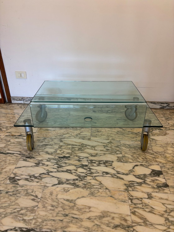 Glass coffee table - possibly FIAM - 80s, Fiam Italia, Metal, Black (photo 5 of 5)