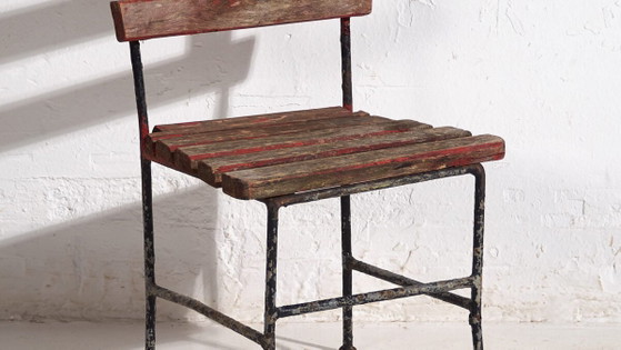 Antieke kinder-tuinstoel (ca. 1920) – Tuinstoelen, Iron, Rustic (photo 3 of 16)
