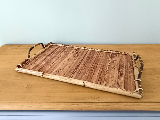 Image 1 of Bamboo and Rattan Service Tray
