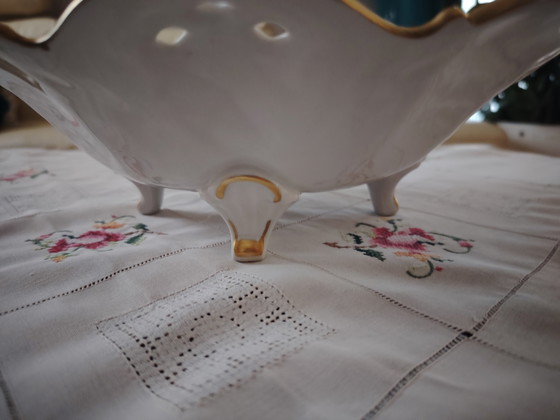 Image 1 of Reichenbach porcelain antique decorative bowl on feet, gold decoration
