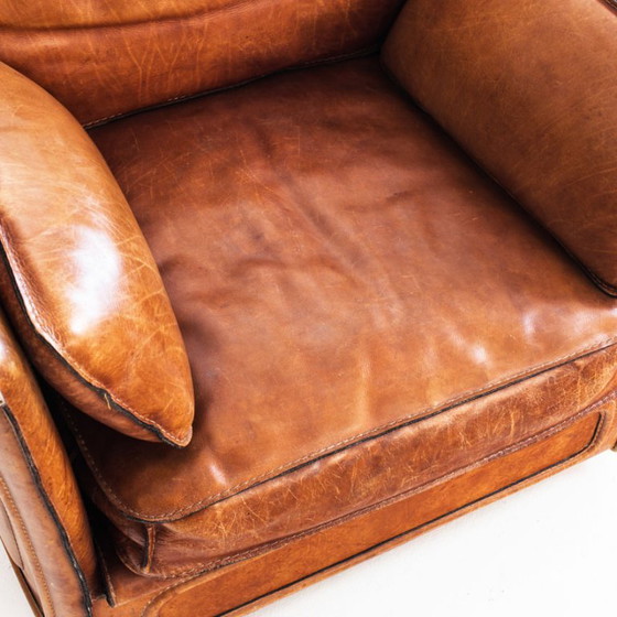 Canapé et deux fauteuils Roche Bobois. Vintage. Cuir de buffle. France, années 80. – Canapés 3 places (photo 23 of 24)