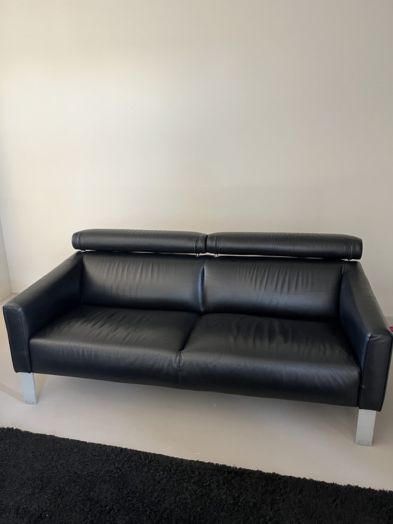 Image 1 of Leolux Patachou Sofa und 2 Sessel in schwarzem Leder