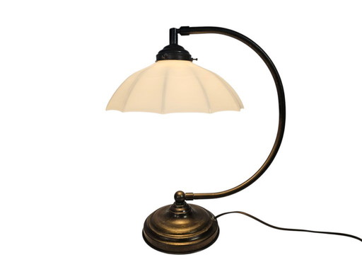 Banker's lamp - table lamp - opaline - brass - 3rd quarter of the 20th century