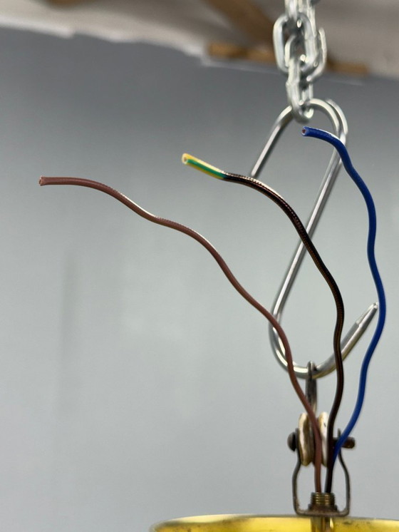 Image 1 of Art-Deco-Kronleuchter aus Messing und Opalglas, 1930er Jahre