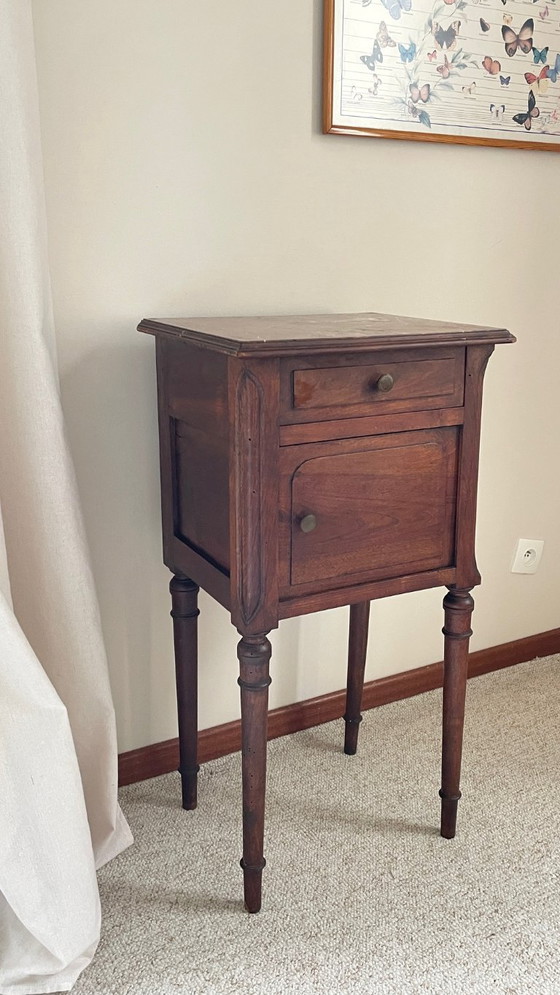 Image 1 of TABLE de Chevet Ancienne MARBRE et Bois