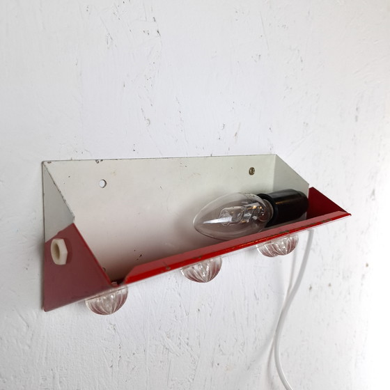 Image 1 of Vintage wall lamp bedside lamp orange/red - white Herda 1970s