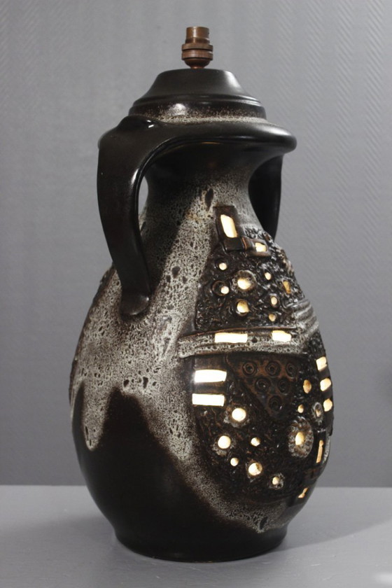 Image 1 of Grote dubbele lampvoet met opengewerkt ontwerp, brutalistische stijl, jaren 60, West-Duitsland