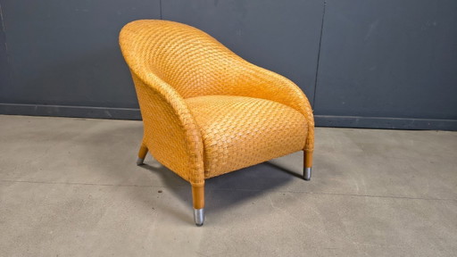 Sillón Antonio Citterio de cuero trenzado, años 80