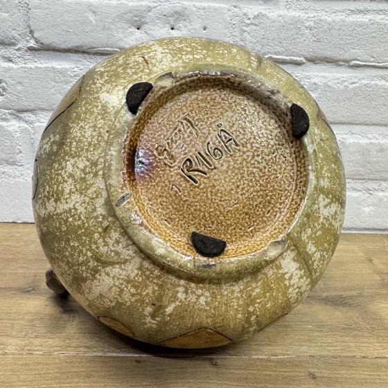 Image 1 of Roger Guérin - Brocca in ceramica Art Déco a quattro manici - Carte da gioco