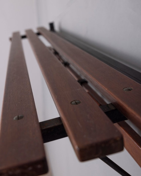 Image 1 of VINTAGE 1960S WALL COAT RACK IN METAL AND WOOD, ITALIAN DESIGN