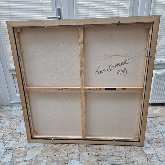 Image 1 of Frances Eckhardt - dark mysterious artwork hand-painted figurative painting figure 100x100 cm