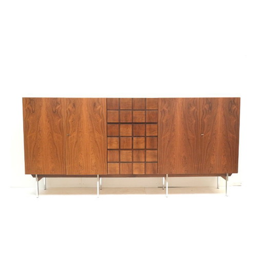 Unique vintage design sideboard made of rosewood with a bar section from the 1960s