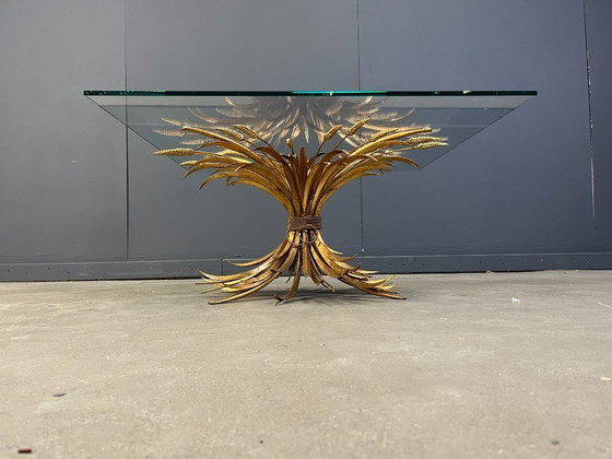 Image 1 of Vintage gilt metal sheaf of wheat coco chanel coffee table, 1960s