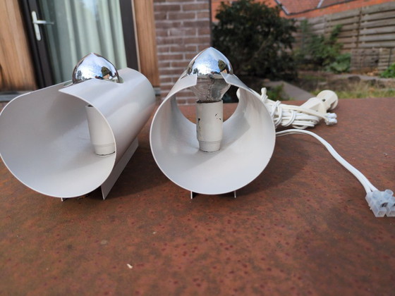 Image 1 of 2 lampade da parete retrò vintage bianche anni '70