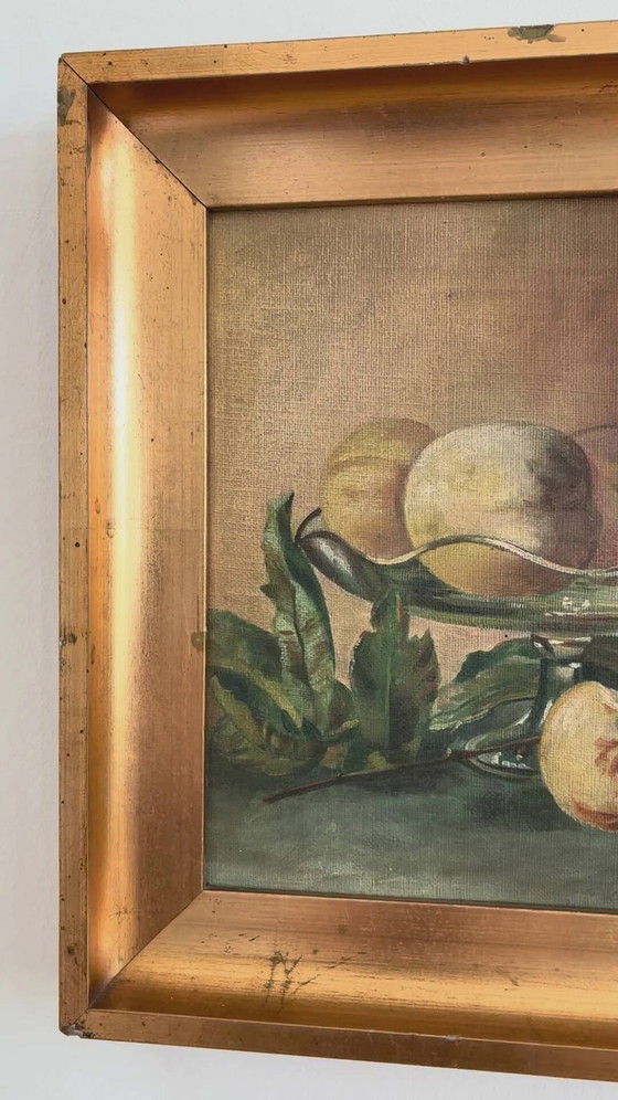 Image 1 of Peinture à l'huile originale ancienne nature morte, art de la cuisine aux fruits