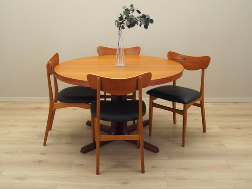 Ronde teakhouten tafel, Deens ontwerp, jaren 1970, productie: Denemarken