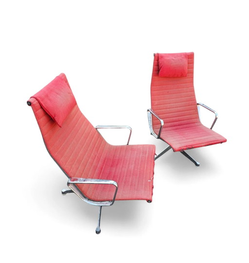 2 x Early Edition EA 124 Aluminium Drehsessel von Charles & Ray Eames, Herman Miller / Kippmechanismus