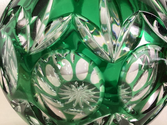 Nachtmann Green Cut Spherical Vase – Glass (photo 3 of 6)