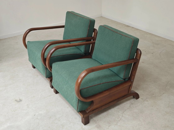 Pair of Art Deco green armchairs by Jindrich Halabala, Prague 1930 – Wood (photo 21 of 24)