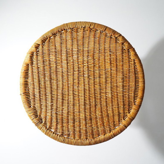 Mesa de centro con tablero redondo de ratán, década de 1950. – Mesas de centro, Glass, Metal (photo 5 of 12)