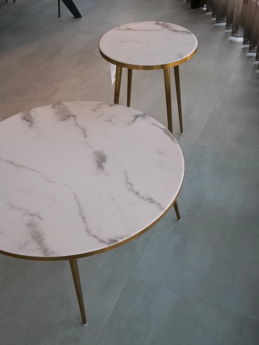 Pols Potten White Marble salontafel (set van 2)