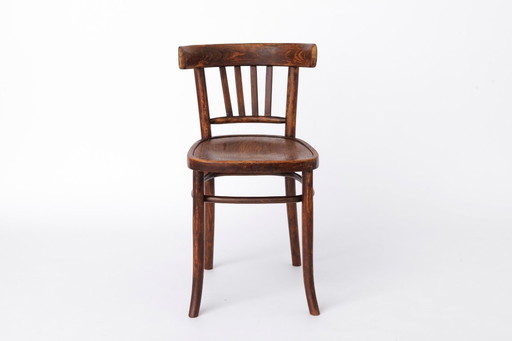 Vintage Wooden Desk Chair 1930s–1950s, Belgian Beech Wood Chair, Mid Century Dining Chair, Dark Stained Wood Chair
