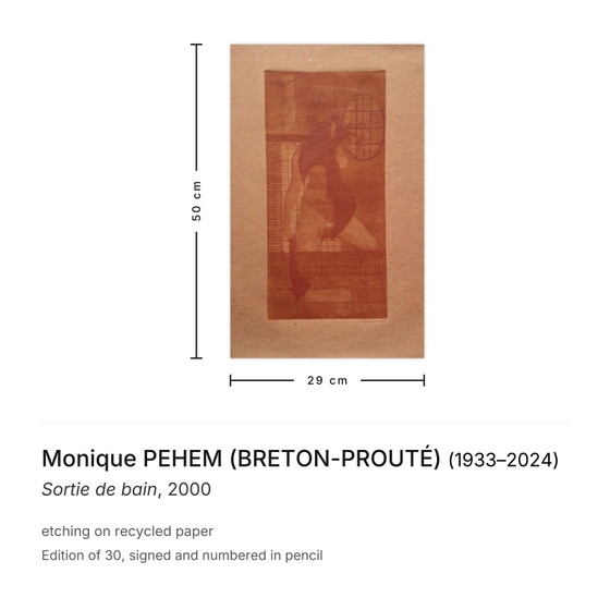 Image 1 of Monique PEHEM (BRETON-PROUTÉ) Bata de baño. Grabado firmado, 2000.