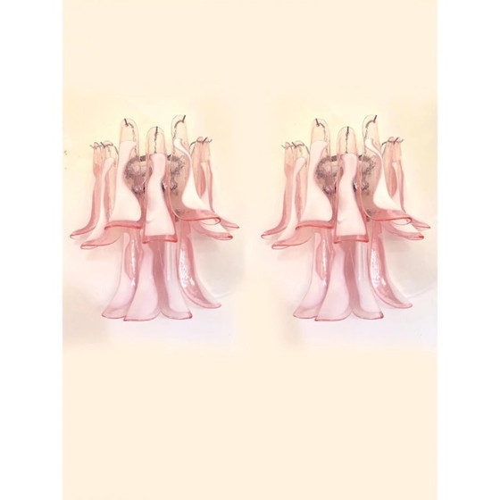 Image 1 of Coppia di applique da parete Selle in vetro di Murano rosa cipria
