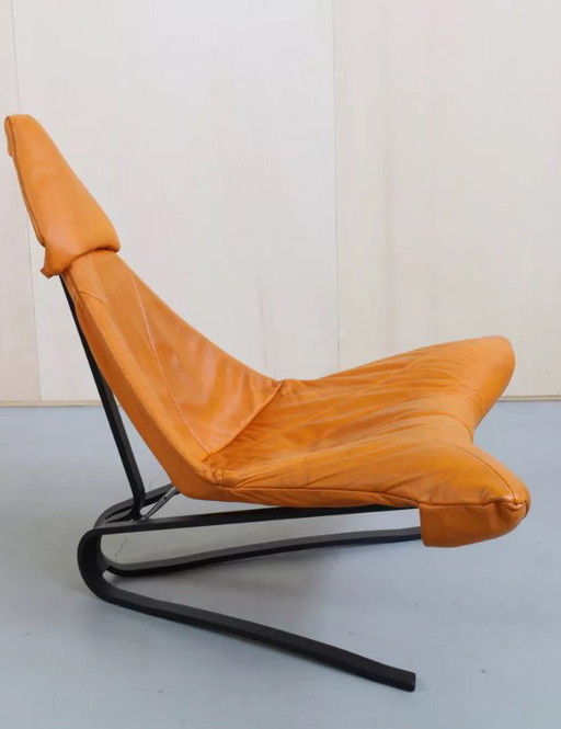 Bird of Paradise Lederen Fauteuils met voetenbank Van Pieter Van Velzen Voor Leolux