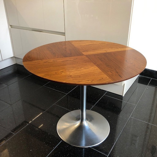 Rare opal side table tulip base walnut star veneer