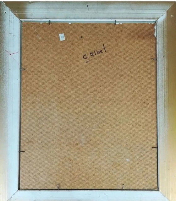 Image 1 of Portret van een vrouw, olieverfschilderij uit het midden van de 20e eeuw.