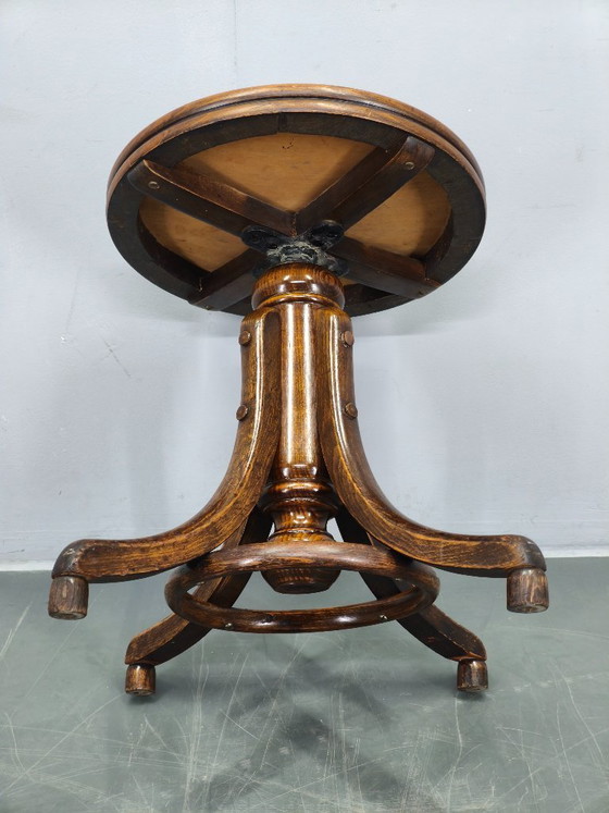 Image 1 of Taburete de piano ajustable estilo Art Déco de Fischel, Checoslovaquia, década de 1930.
