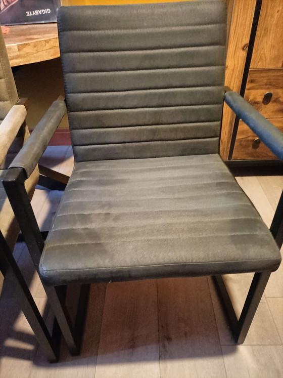 Mango wood dining table with 4 chairs – Dining set, Metal, Textile (photo 4 of 6)