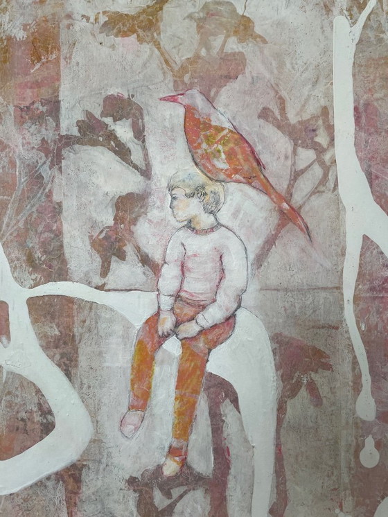 Image 1 of Beautiful painting of boy and bird