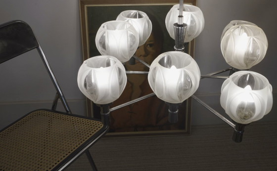 Sputnik Chandelier 8 Light Mid Century Chrome Faceted Glass Globes Ceiling Lamp Space Age Atomic – Metal (photo 28 of 52)