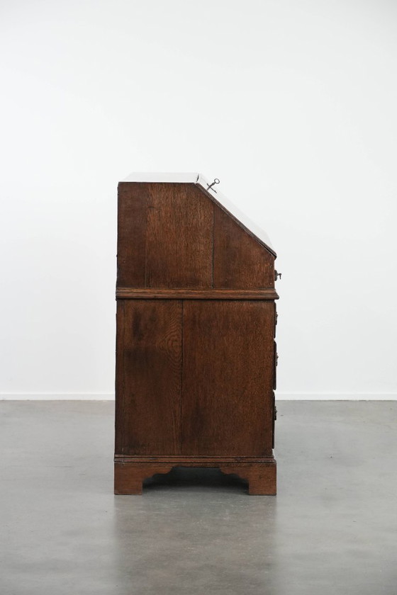 Image 1 of Commode/bureau/commode anglaise ancienne en chêne du XVIIIe siècle