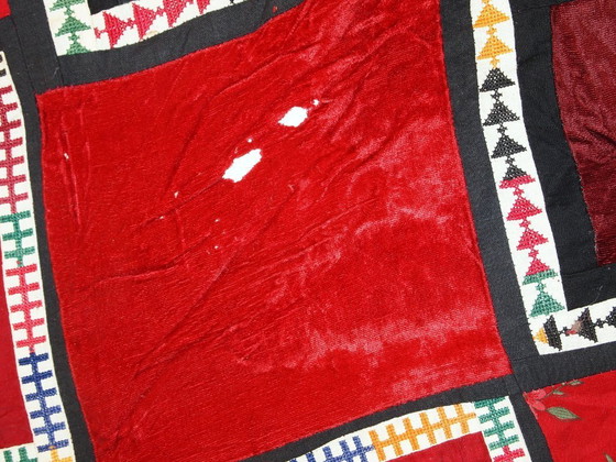 Image 1 of Handmade Vintage Uzbek Suzani Patchwork Kilim 4.3' x 7.5' (129cm x 227cm), 1960s - 1C46