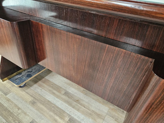 Image 1 of Art Decò bureau in exotisch hout, glas en messing