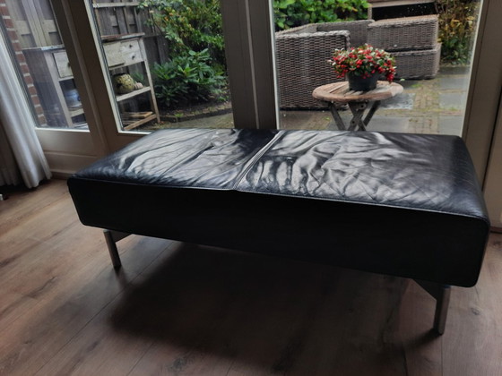 Image 1 of Leolux black leather Odilon pouf