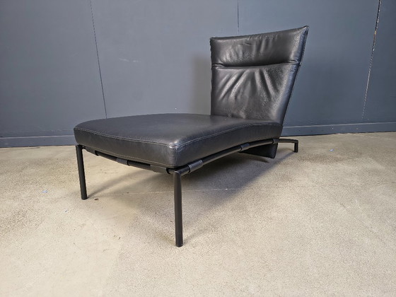 Image 1 of Chaise longue vintage in pelle nera di Peter Mally per Cor, anni '90