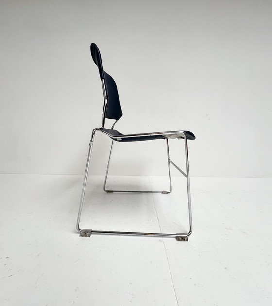 Image 1 of Set of 6 dark blue Matrix Krueger chairs by Thomas Tolleson, 1970's