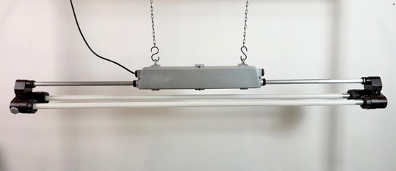Image 1 of Industriële zilverkleurige buislamp van Elektrosvit, jaren 70.