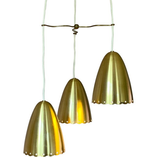 Satz von 3 Pendelleuchten aus Messing, Dänemark 1960