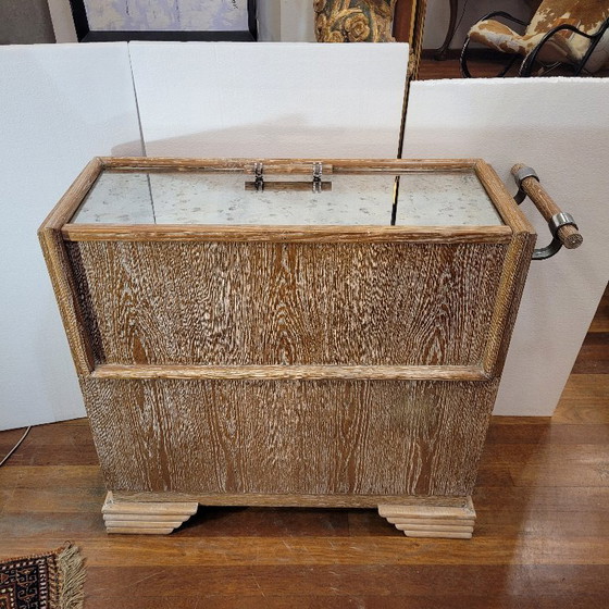 Image 1 of Meuble bar style Art déco, bois de chêne, années 80 – France