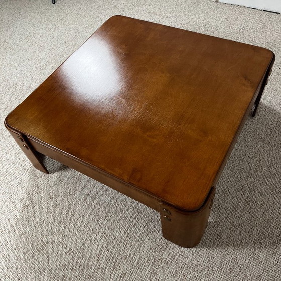 Tavolino da caffè quadrato modernista in impiallacciatura di faggio tinto teak, 1970/80 – Tavolini da caffè (photo 10 of 15)