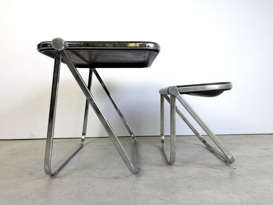 Platone folding table with stool by Giancarlo Piretti for Castelli, 1970s, Anonima Castelli, Desk, Metal (photo 11 of 15)