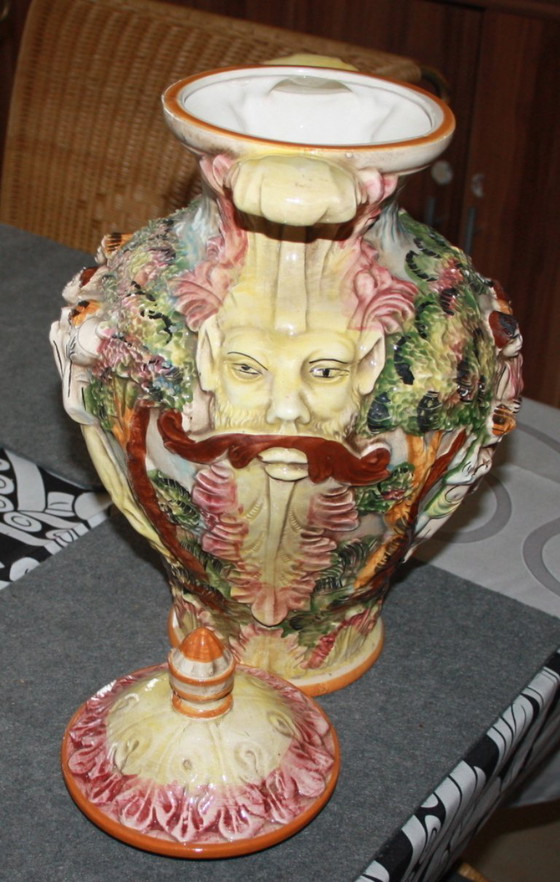 Image 1 of Capodimonte decorative vase with lid – Italian ceramics – 44 cm