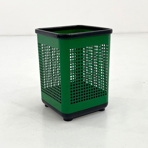 Poubelle perforée verte de Neolt, années 1980